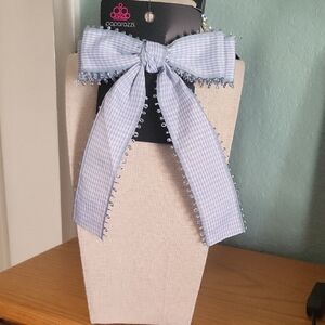 Paparazzi Blue Gingham Bow Hair Clip
